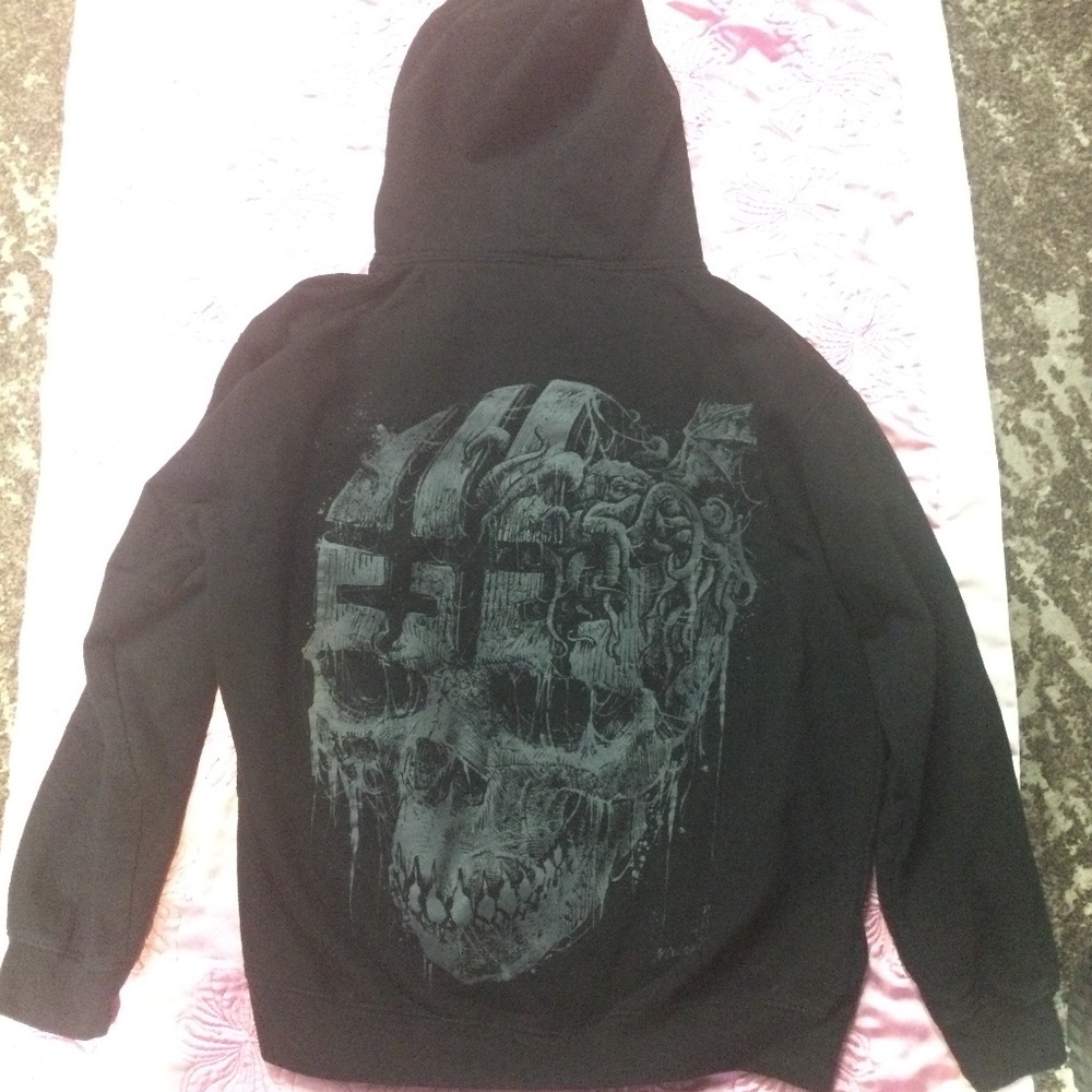 GOD MACHINE : Black, Big Skull Unisex Pullover sweatshirt SIZE MEDIUM
